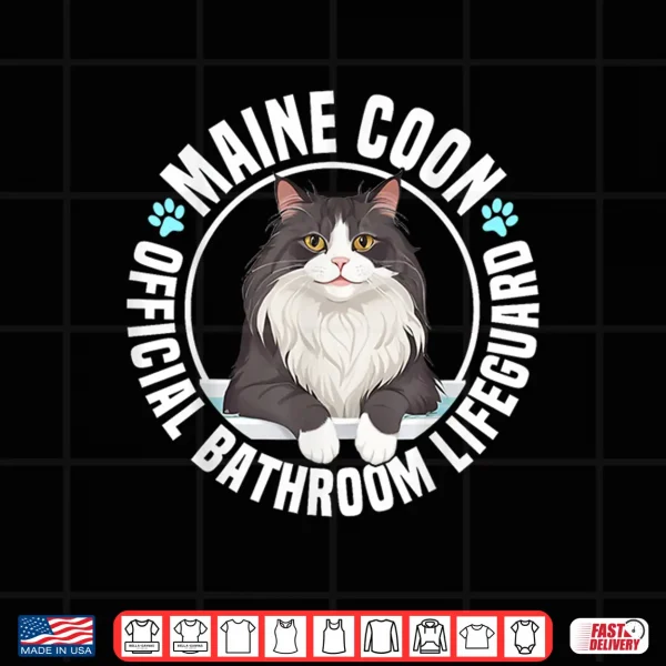 Design Maine Coon Cat Official Bathroom Lifeguard Shirt