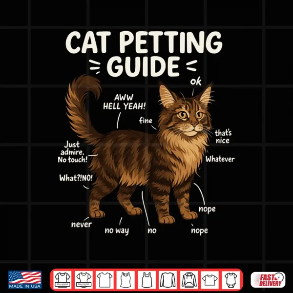 Design Maine Coon Cat Petting Guide Funny Cat Lover Shirt
