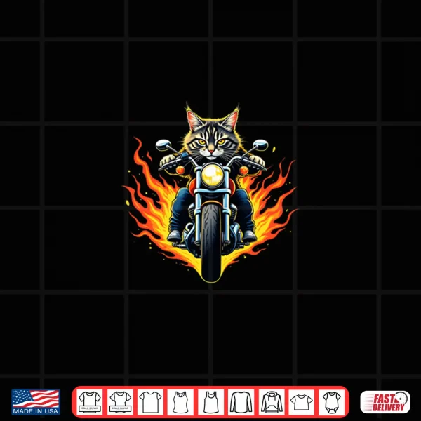 Design Maine Coon Cat Riding a Motorcycle Funny Maine Coon Cat Shirt
