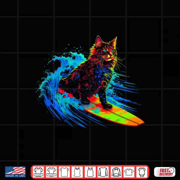 Design Maine Coon Cat Surfing Shirt