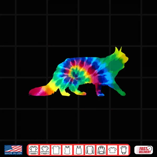Design Maine Coon Cat Tie Dye Vintage Hippie Cat Lover Shirt