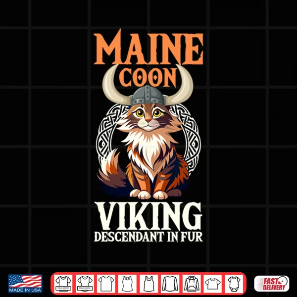 Design Maine Coon Cat Viking Descendant In Fur Shirt