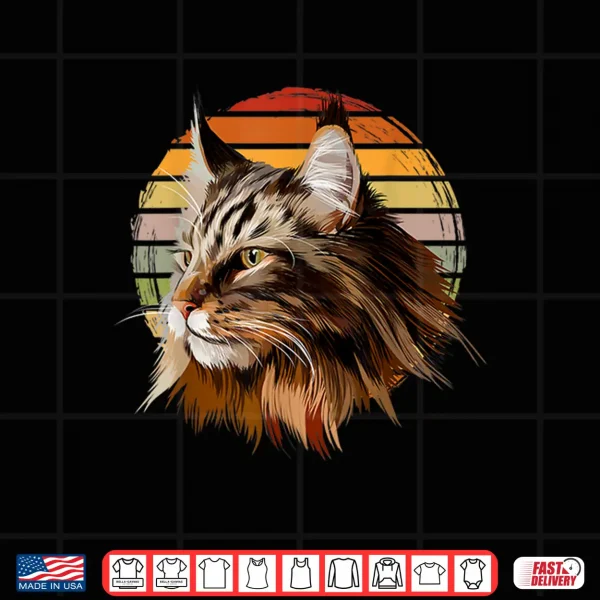 Design Maine Coon Cat Vintage Retro Professional Graphic Shirt