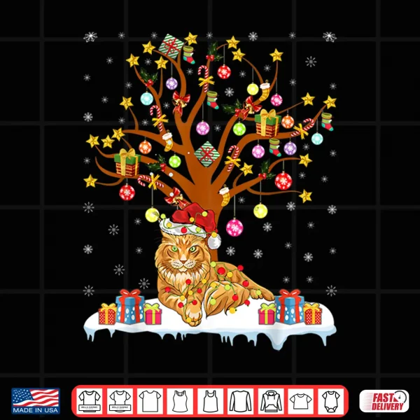 Design Maine Coon Cat Xmas Lighting Santa Maine Coon Christmas Tree Shirt