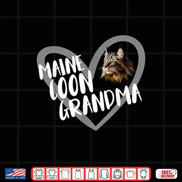 Design Maine Coon Grandma Heart Funny Maine Coon Cat Lover Shirt