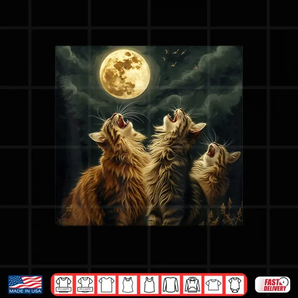 Design Maine Coon Howl At Moon Cat Lover Shirt