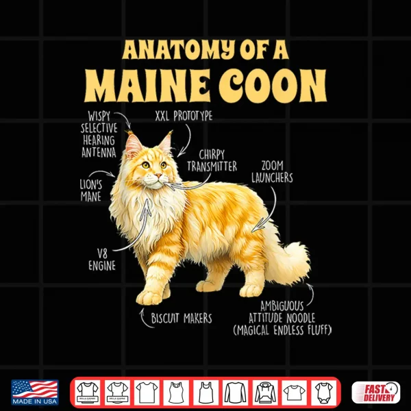 Design Maine Coon Lover Cat Mom Cat Mama Anatomy Of A Maine Coon Shirt