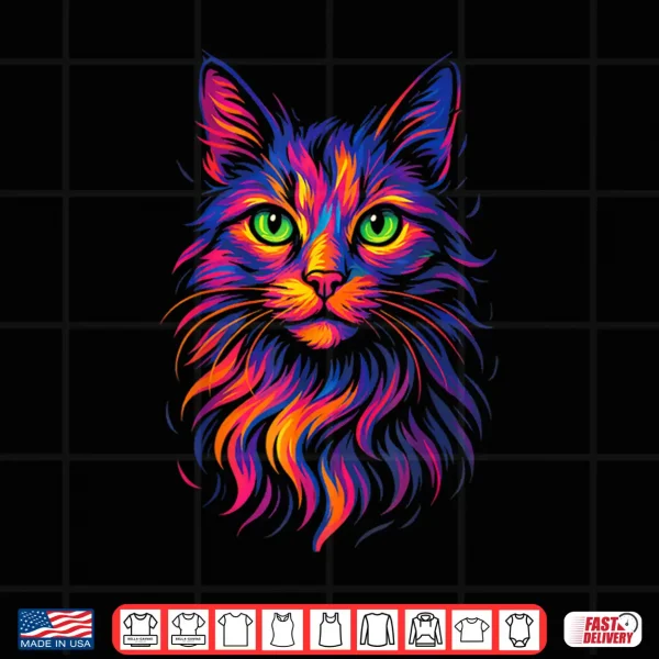 Design Maine Coon Pop Art Cat Lovers Abstract Animal Shirt