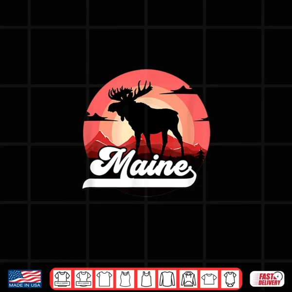 Design Maine Moose Backpacking Hiking Maine Vacation Moose Day Shirt