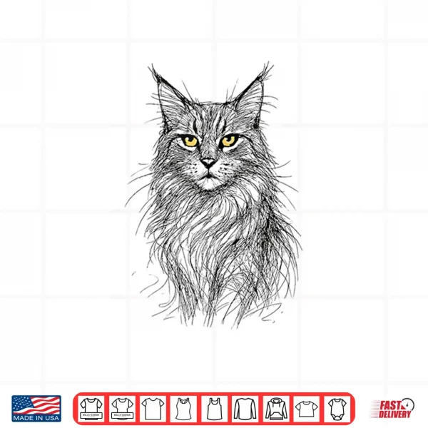 Design Majestic Maine Coon Cat Portrait Golden Eyes Shirt
