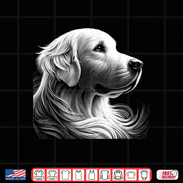 Design Majestic White English Cream Golden Retriever Sketch Devine Shirt