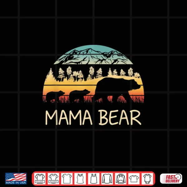 Design Mama Bear with 2 Cubs Shirt Retro Mountains Mothers Day
