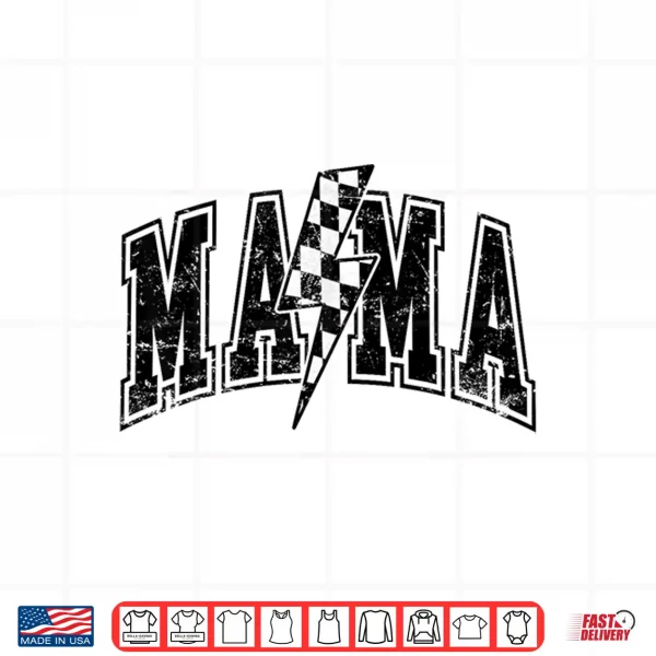 Design Mama Lightning Bolt Checkered Mothers Day Varsity For Mom Shirt