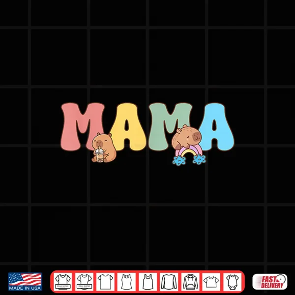 Design Mama of The Birthday Girl Capybara Boba Milk Tea Birthday Shirt