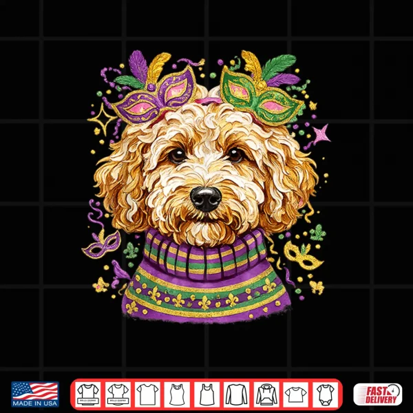 Design Mardi Gras Dog Shirt Cute Doodle Poodle Carnival Purple Shirt