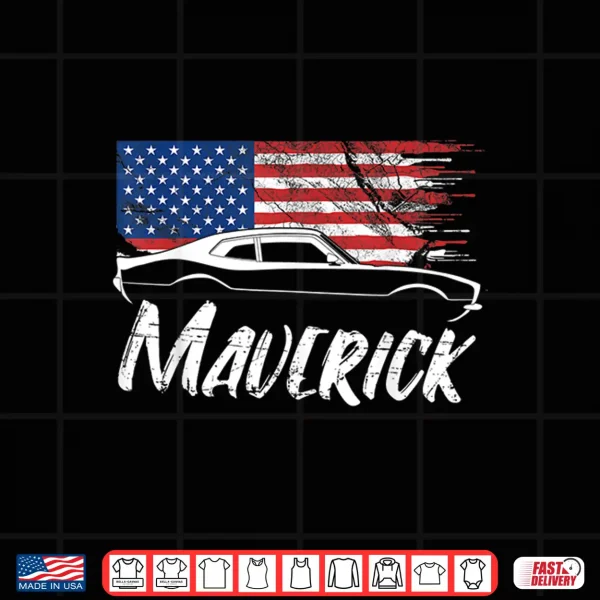 Design Maverick 302 Vintage American Flag USA Muscle Car Shirt