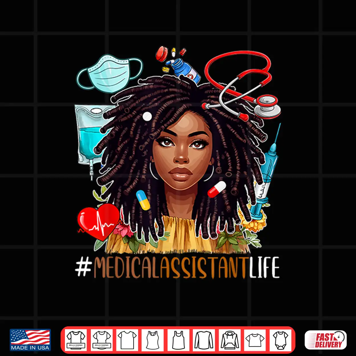 Medical Assistant Costume Afro Woman Proud Black History Shirt Medical Assistant Costume Afro Woman Proud Black History Shirt