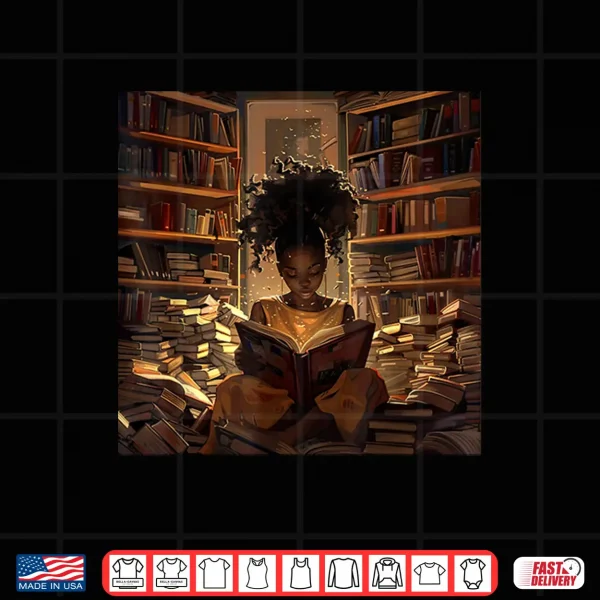 Design Melanin Afro Women Educated Reading Book Black History Shirt