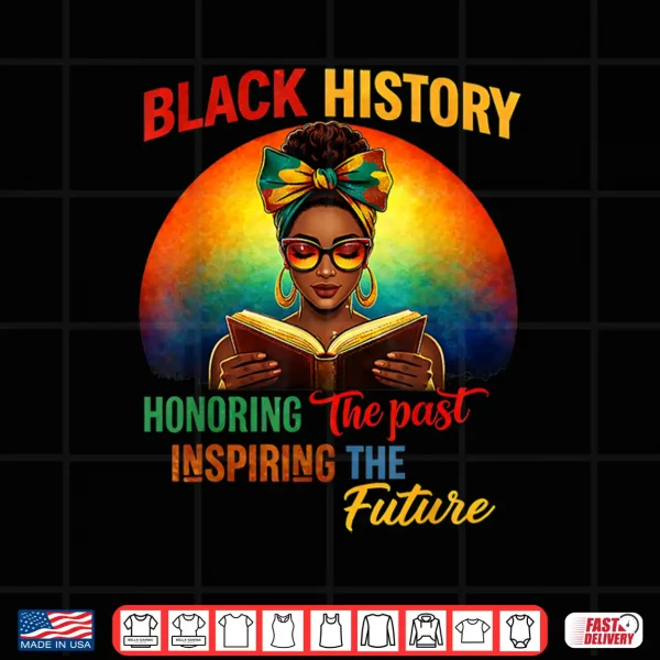 Design Melanin Honoring Past Inspiring Pride Book Black Month Shirt