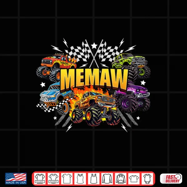 Design Memaw Retro Monster Truck Family Crew Birthday Matching Shirt