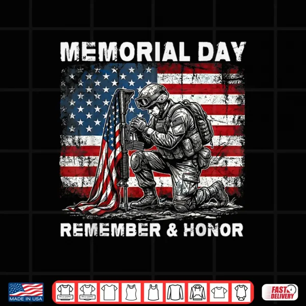 Design Memorial Day Remember and Honor Patriotic US Flag Military Shirt