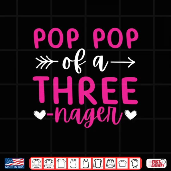 Design Mens 3rd Birthday Pop Pop of A Threenager 3 Years Old Bday Party Performance Shirt