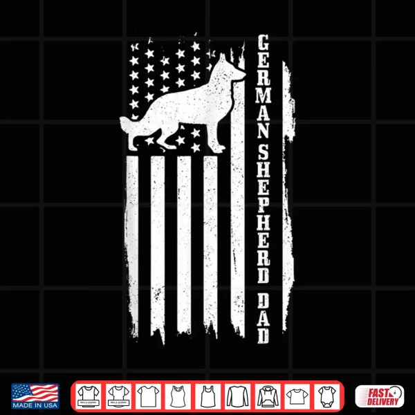 Design Mens German Shepherd Dad Vintage American Flag Patriotic Dog Shirt