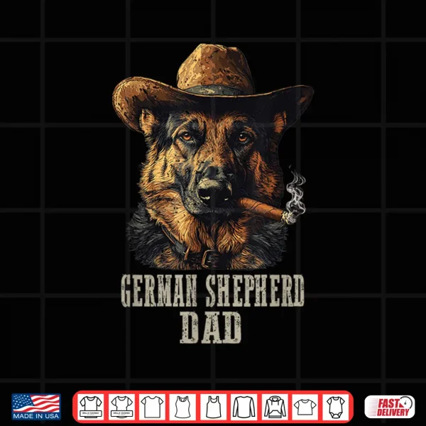 Design Mens German shepherd Dog Vintage Best Dog Dad Fathers Day Shirt