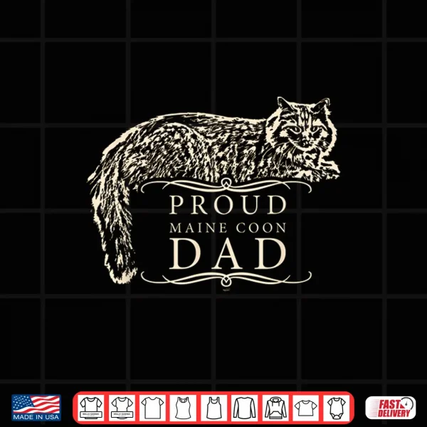 Design Mens Proud Maine Coon Cat Dad gold inspired Shirt