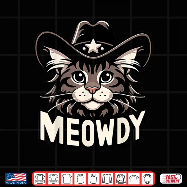 Design Meowdy Funny Cat Maine Coon Country Music Cowboy Kitten Shirt