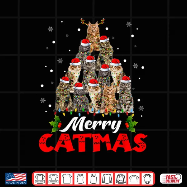 Design Merry Catmas Santa Maine Coon Cat Christmas Tree Decorations Shirt