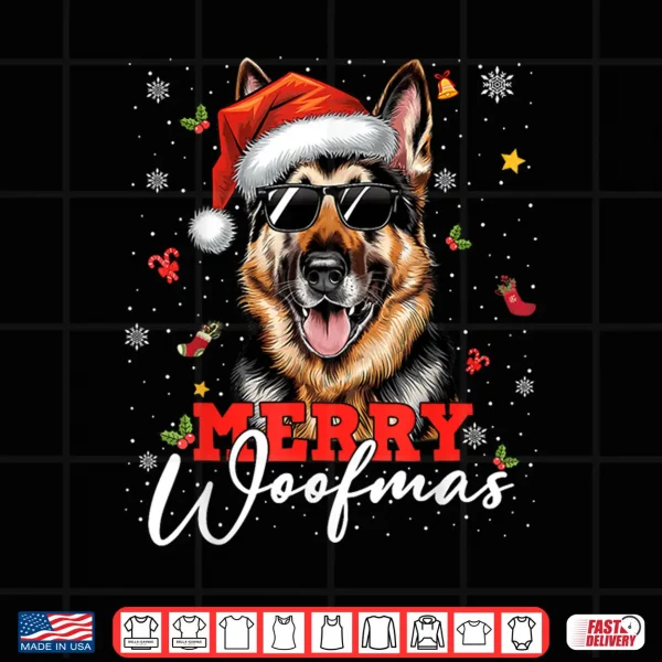 Design Merry Woofmas Christmas German Shepherd Dog Mom Dad Shirt