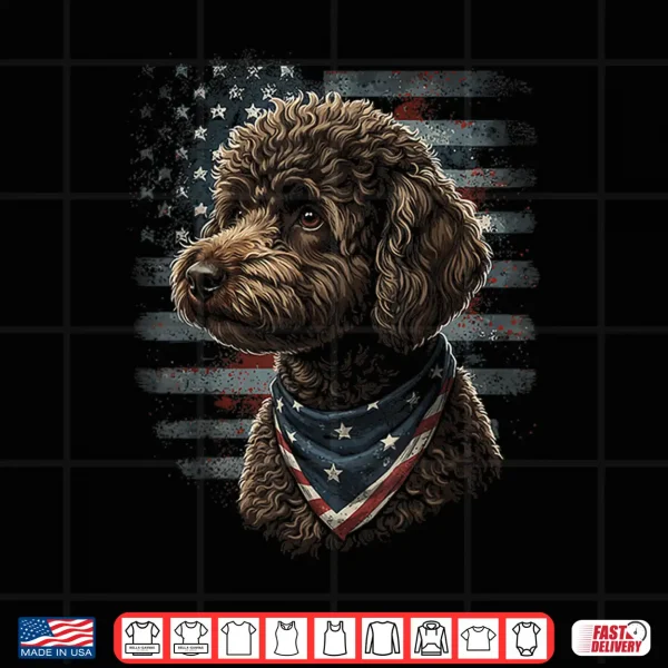 Design Miniature Poodle Dog American Flag Patriotic Vintage USA Shirt