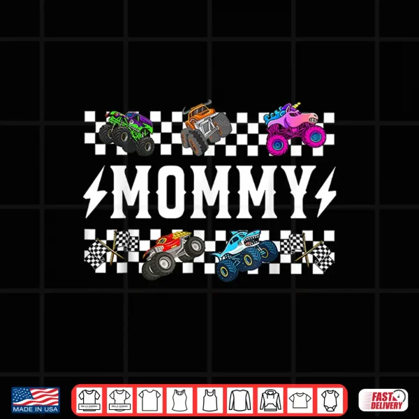 Design Mommy Retro Monster Truck Family Crew Birthday Matching Shirt