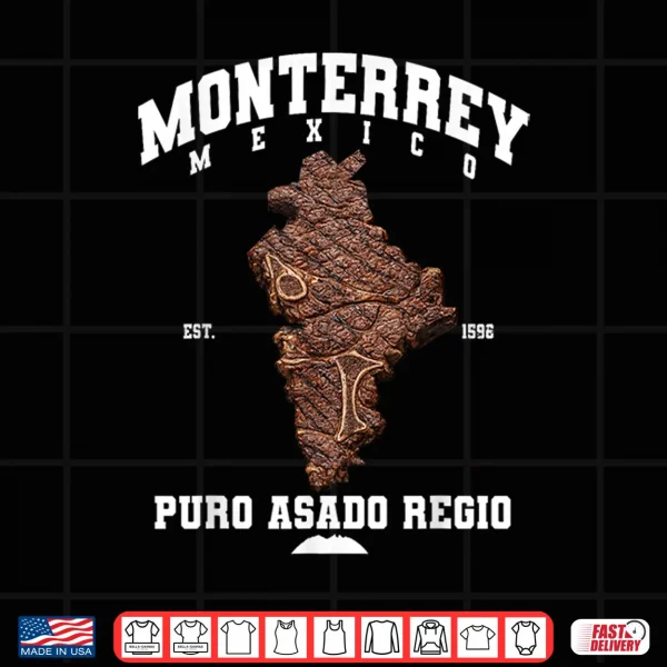 Design Monterrey Nuevo Leon Carne Asada Steak Map Mexican Grill Shirt