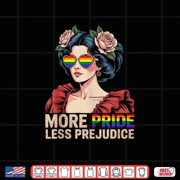 Design More Pride Less Prejudice Pride Month LGBTQ Vintage Retro Shirt
