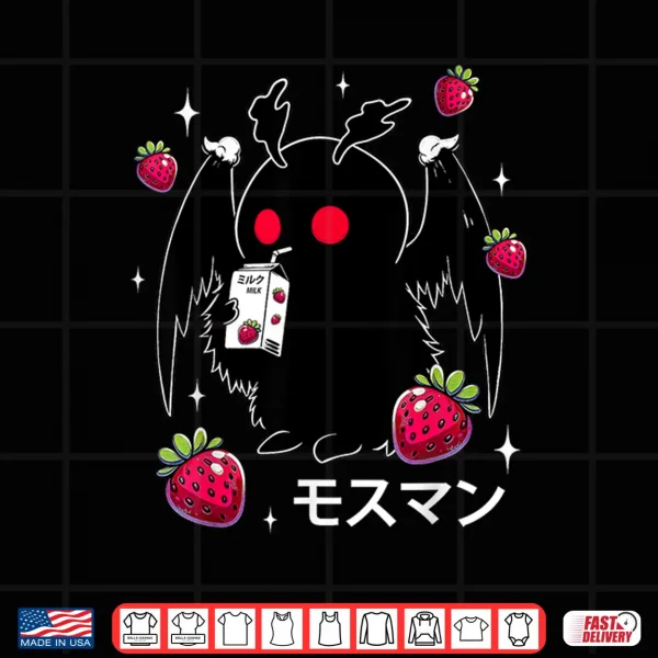 Design Mothman Kawaii Strawberry Milk Shake Cryptid Shirt