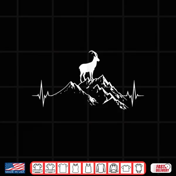 Design Mountain Goat Heartbeat Hiking Hiker Outdoor Shirt