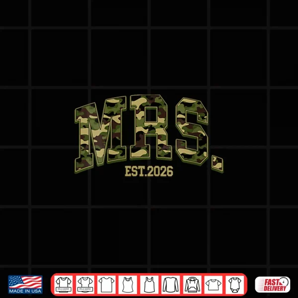 Design Mrs Mr Est. 2026 Camo Camouflage Just Married Couples Shirt