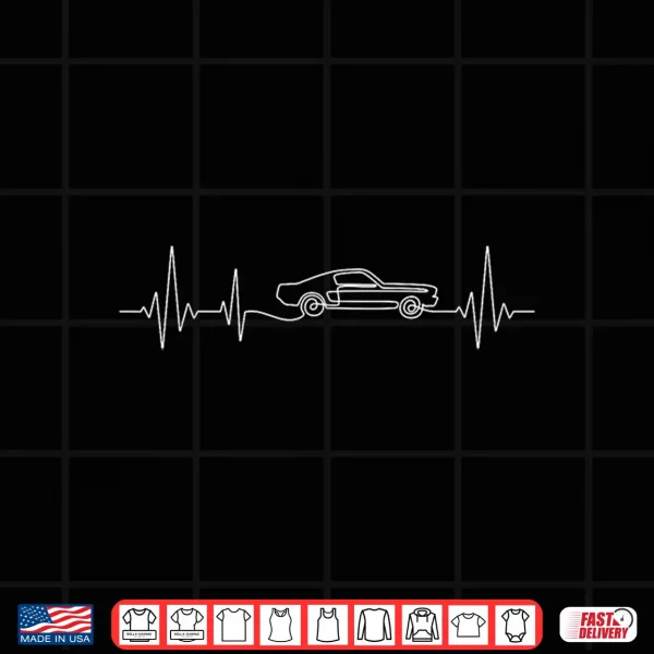 Design Muscle Car Guy Heartbeat Car Enthusiast Classic Car Driver Shirt