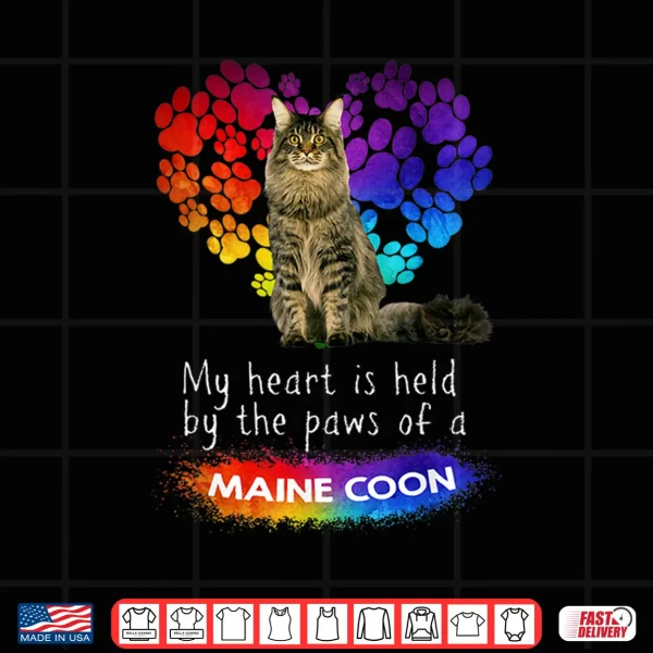 Design My Heart Is Held By The Paws Of A Maine Coon Cat Shirt
