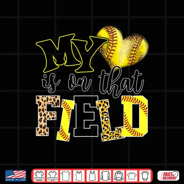 Design My Heart Is On That Field Softball Mom Leopard Mother Day Shirt 2