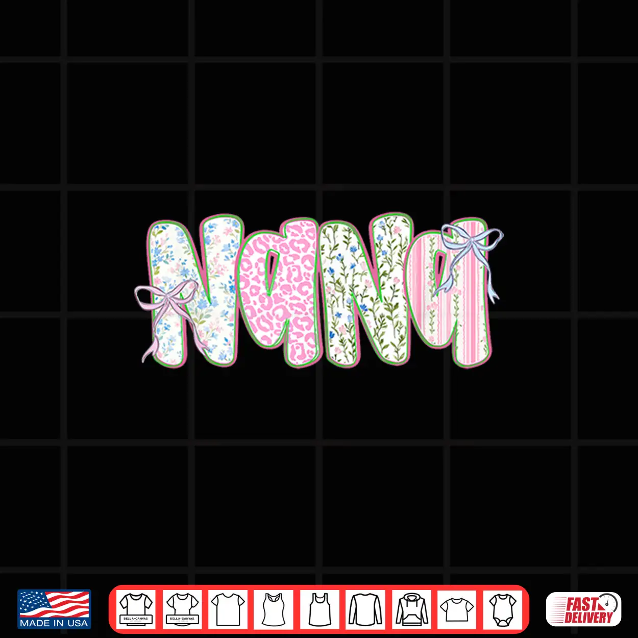 Nana Floral Coquette Bow Mother’S Day Cute Women Grandma Shirt Nana Floral Coquette Bow Mother’S Day Cute Women Grandma Shirt