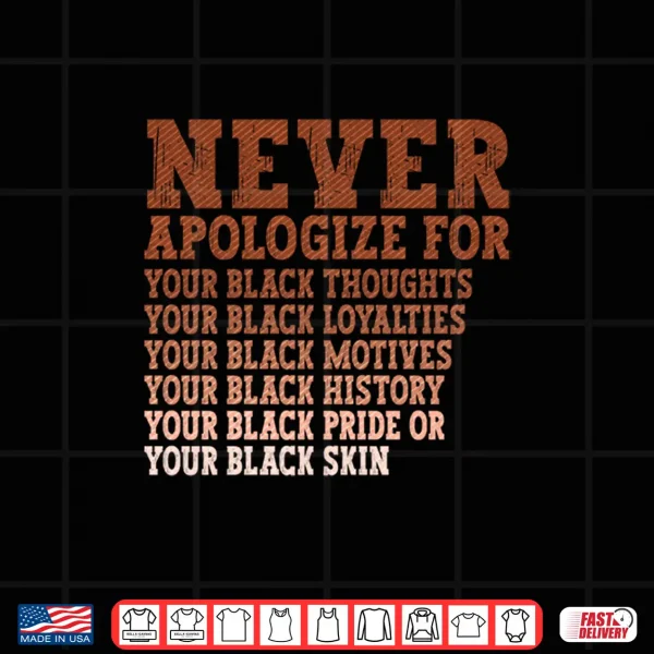 Design Never Apologize Black History Month BLM Melanin Pride Africa Shirt