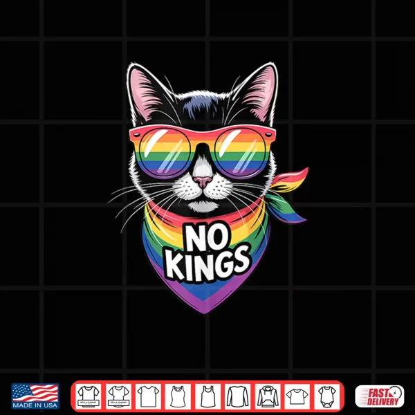 Design No Kings Pride Cat Professional Minimalist Modern Graphic Shirt