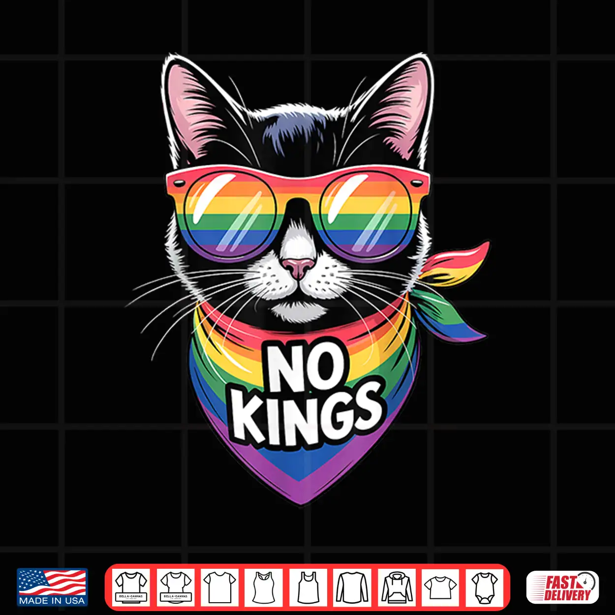 No Kings Pride Cat Shirt No Kings Pride Cat Shirt