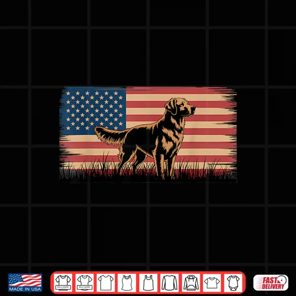Design Old Southern Boy Row Golden Retriever American Flag Shirt