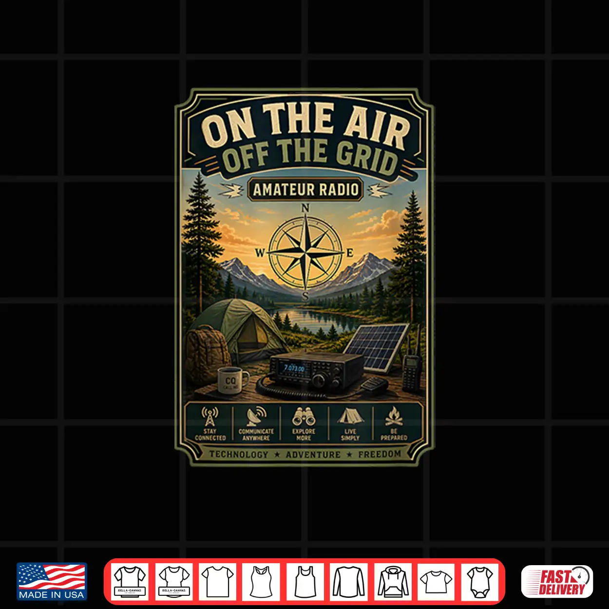 On The Air Off The Grid Amateur Radio Outdoor Camping Shirt On The Air Off The Grid Amateur Radio Outdoor Camping Shirt