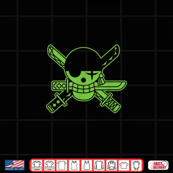 Design One Piece Anime Green Roronoa Zoro Jolly Roger Shirt