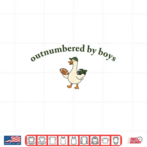 Design Outnumbered By Boys Funny Mom Goose Family Life Shirt